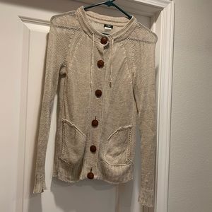 Linen cardigan with leather buttons